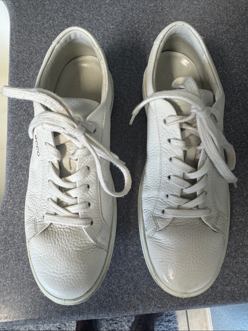 Ecco Off-White Textured Leather Sneakers